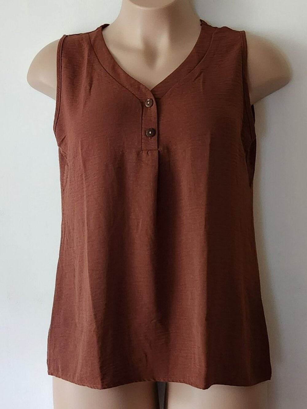 Lightweight tank sz XXL brown buttons EUC